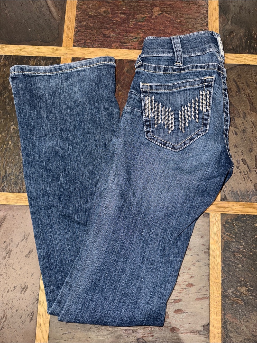 Ariat Dark Blue Bootcut Jeans with Embroidered Back Pocket